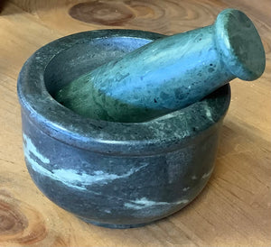 Mortar and Pestle (Dark Green Marble) 5”