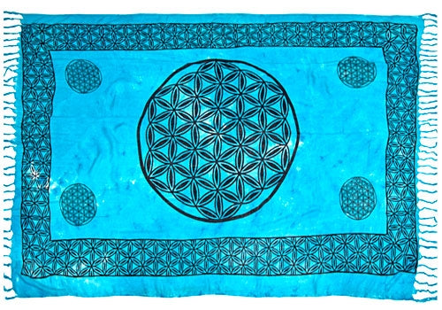 Turquoise Flower Of Life Altar Cloth 42” x 68” - Lighten Up Shop