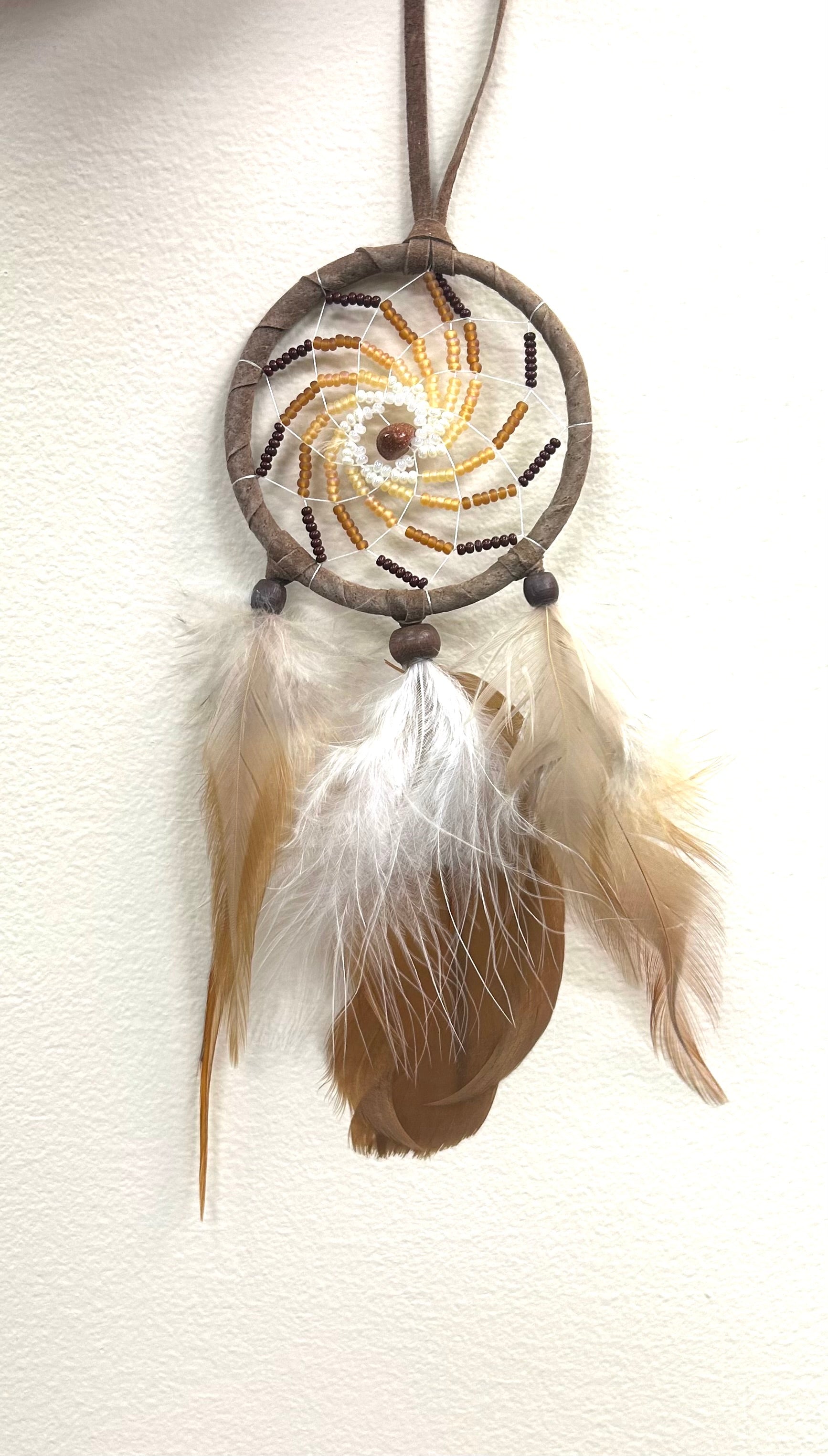 Beaded Dreamcatcher 2.5” Brown - Lighten Up Shop