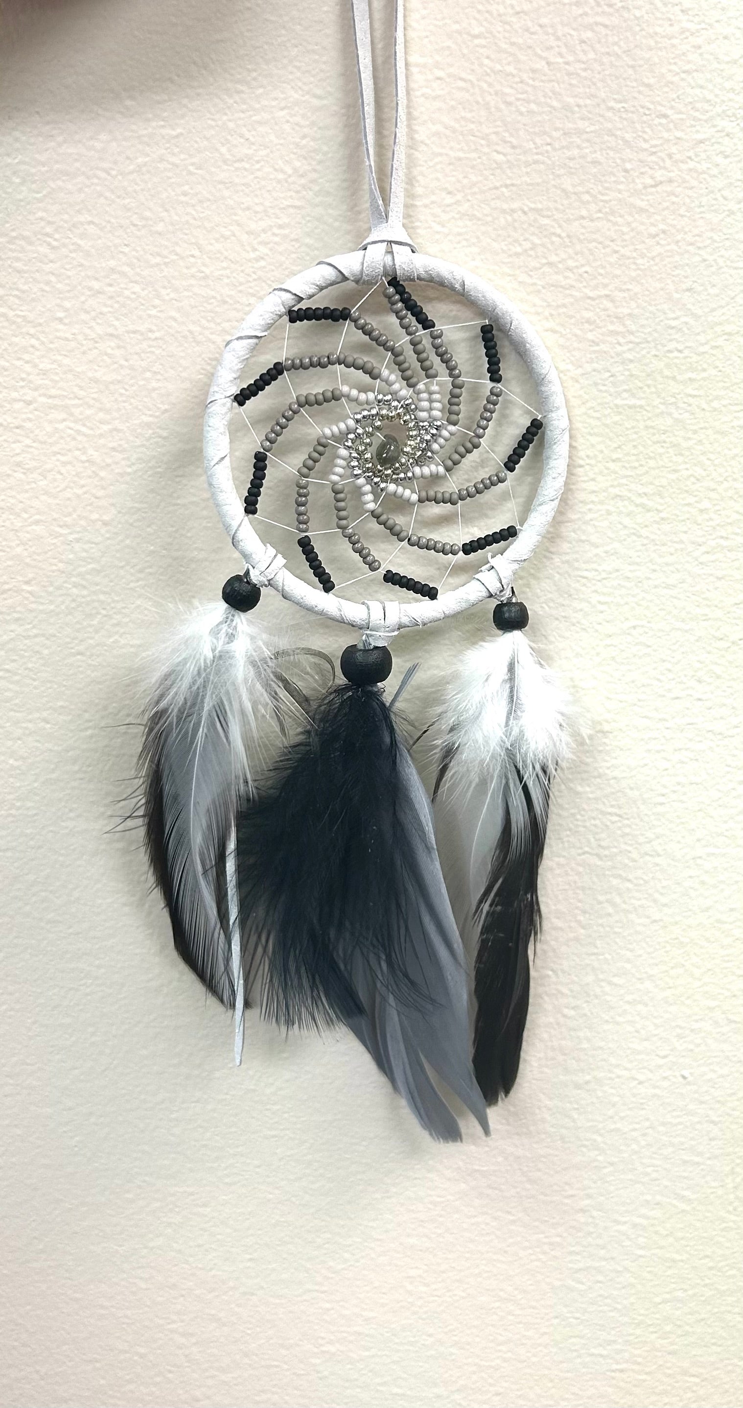 Beaded Dreamcatcher 2.5” Grey