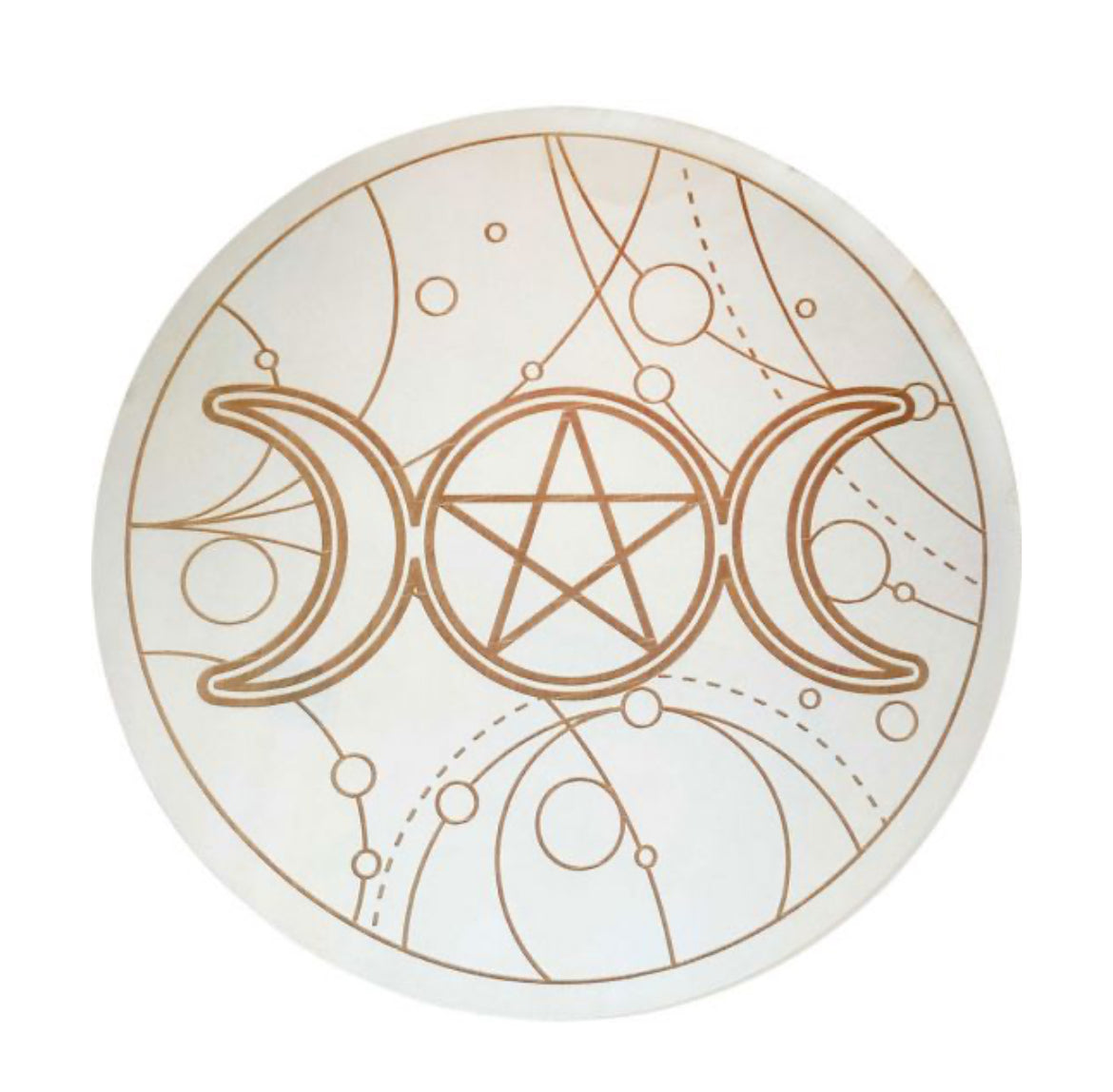 Wood Crystal Grid Triple Moon w/ Pentacle - Lighten Up Shop