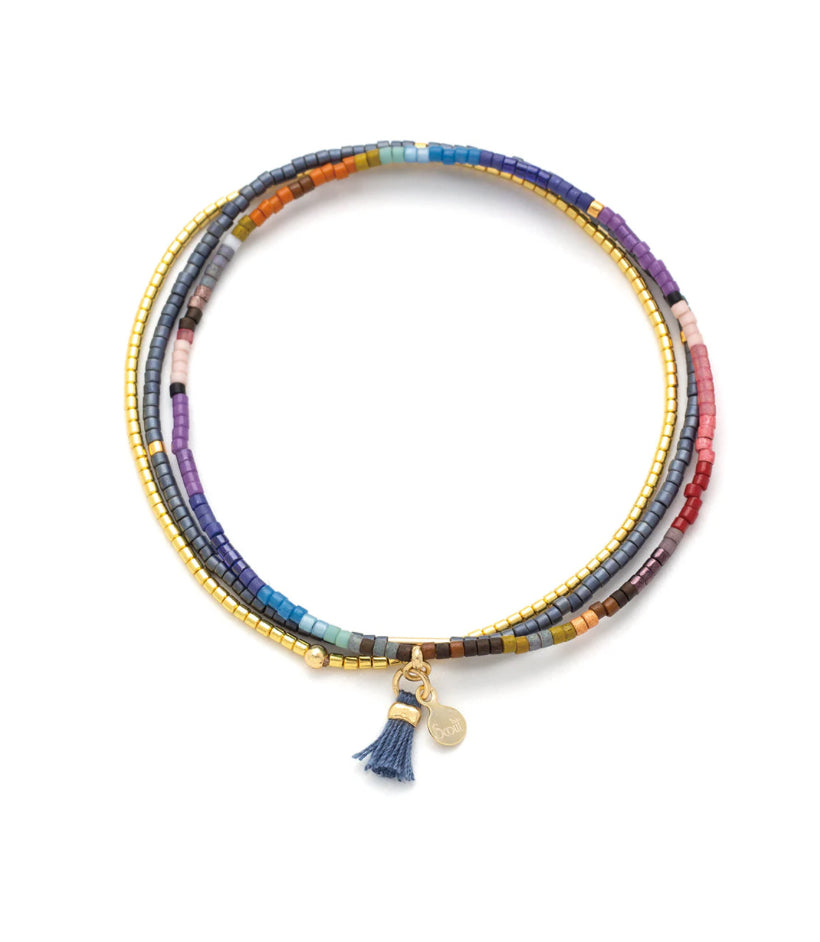 Chromacolor Miyuki Bracelet Trio - Dark Multi/Gold - Lighten Up Shop