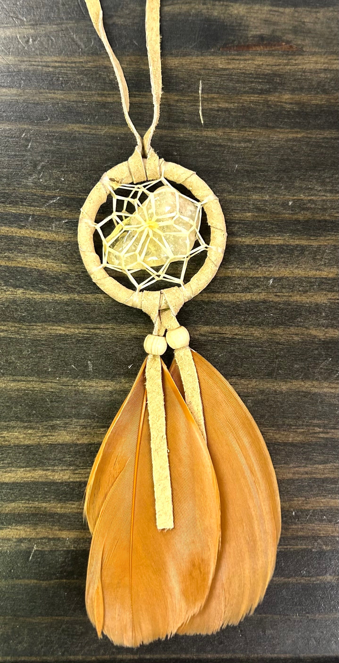 Dreamcatcher w/ Crystal 1.5” Tan