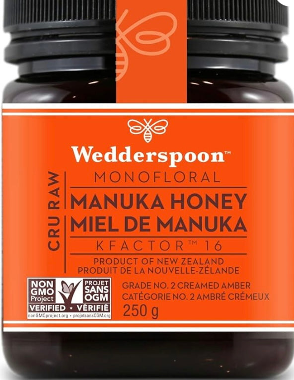 Wedderspoon Monofloral Manuka Honey KFactor16 (250 grams)
