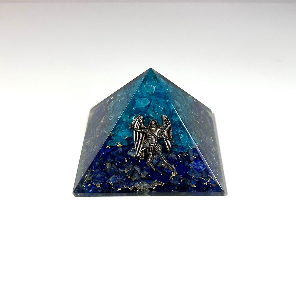 Lapis Lazuli Aquamarine Archangel Michael Pyramid - Lighten Up Shop