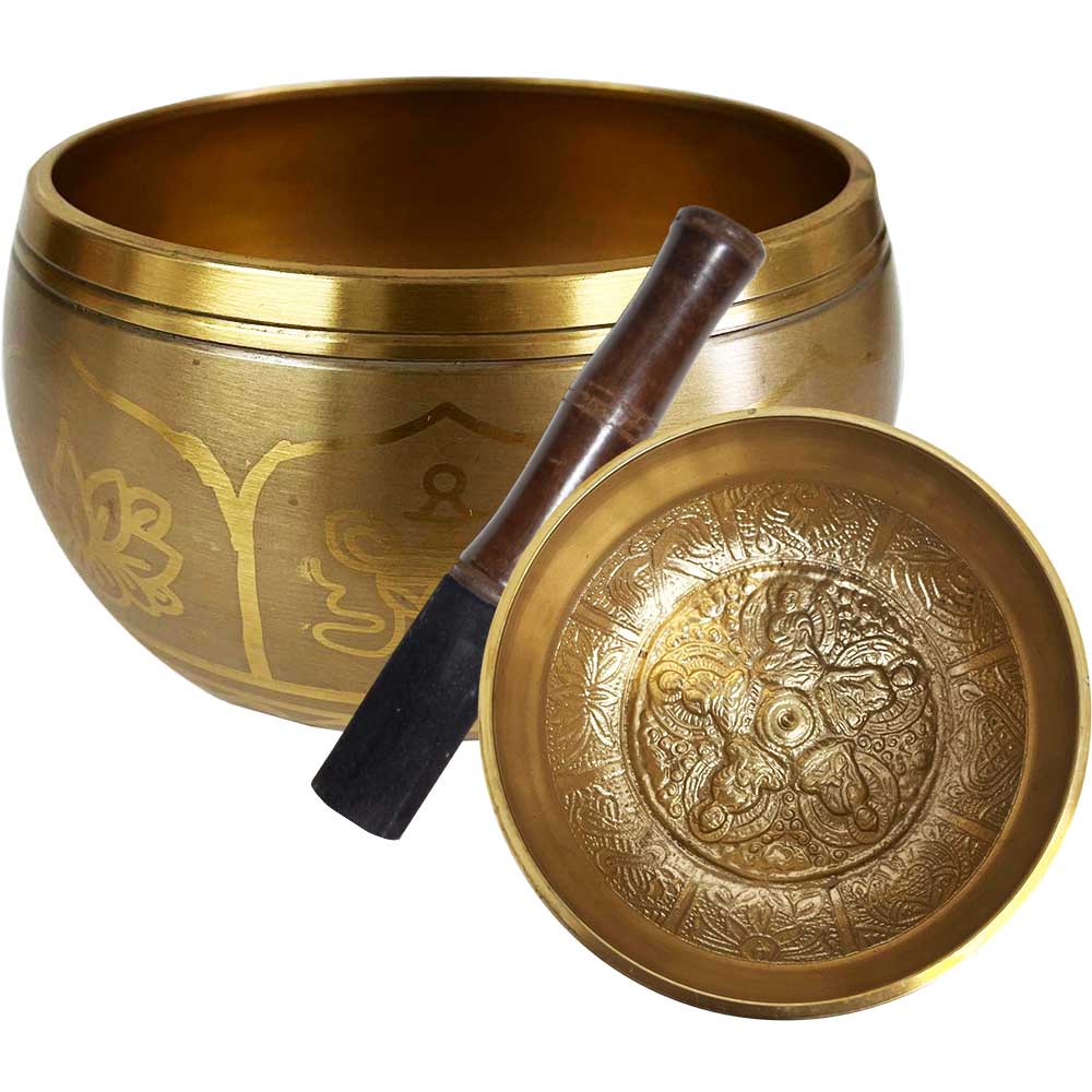 Gold Dhyani Buddhas Tibetan Singing Bowl 4.5” - Lighten Up Shop