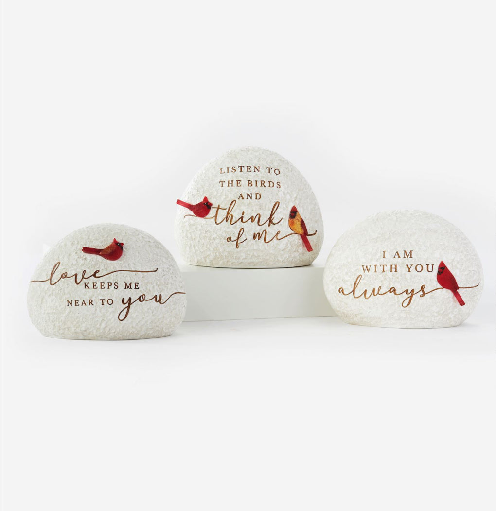 Red Cardinal Memorial Solar Garden Stone