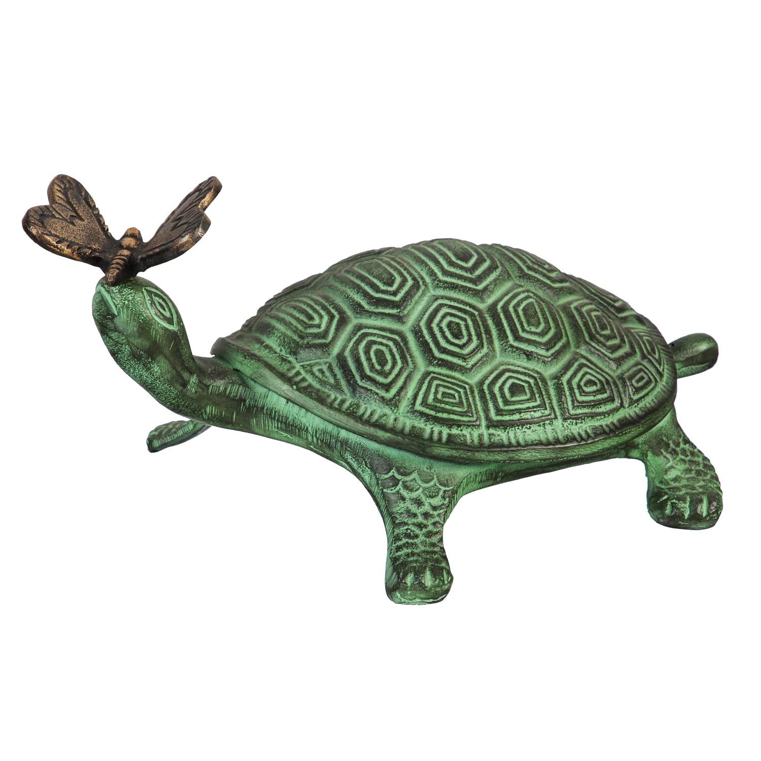 Turtle & Butterfly Metal Garden Statue
