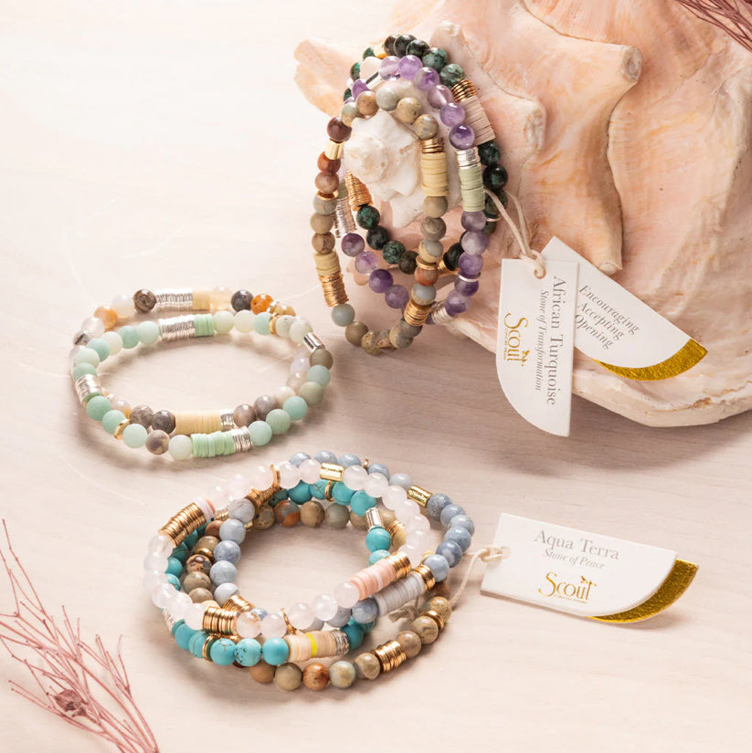 Stone Stacking Bracelet - Blue Howlite - Lighten Up Shop