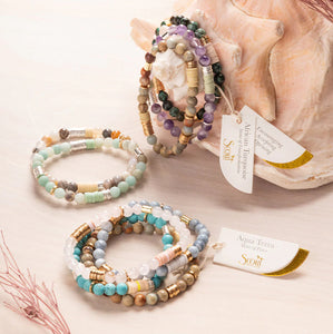Stone Stacking Bracelet - Blue Howlite - Lighten Up Shop