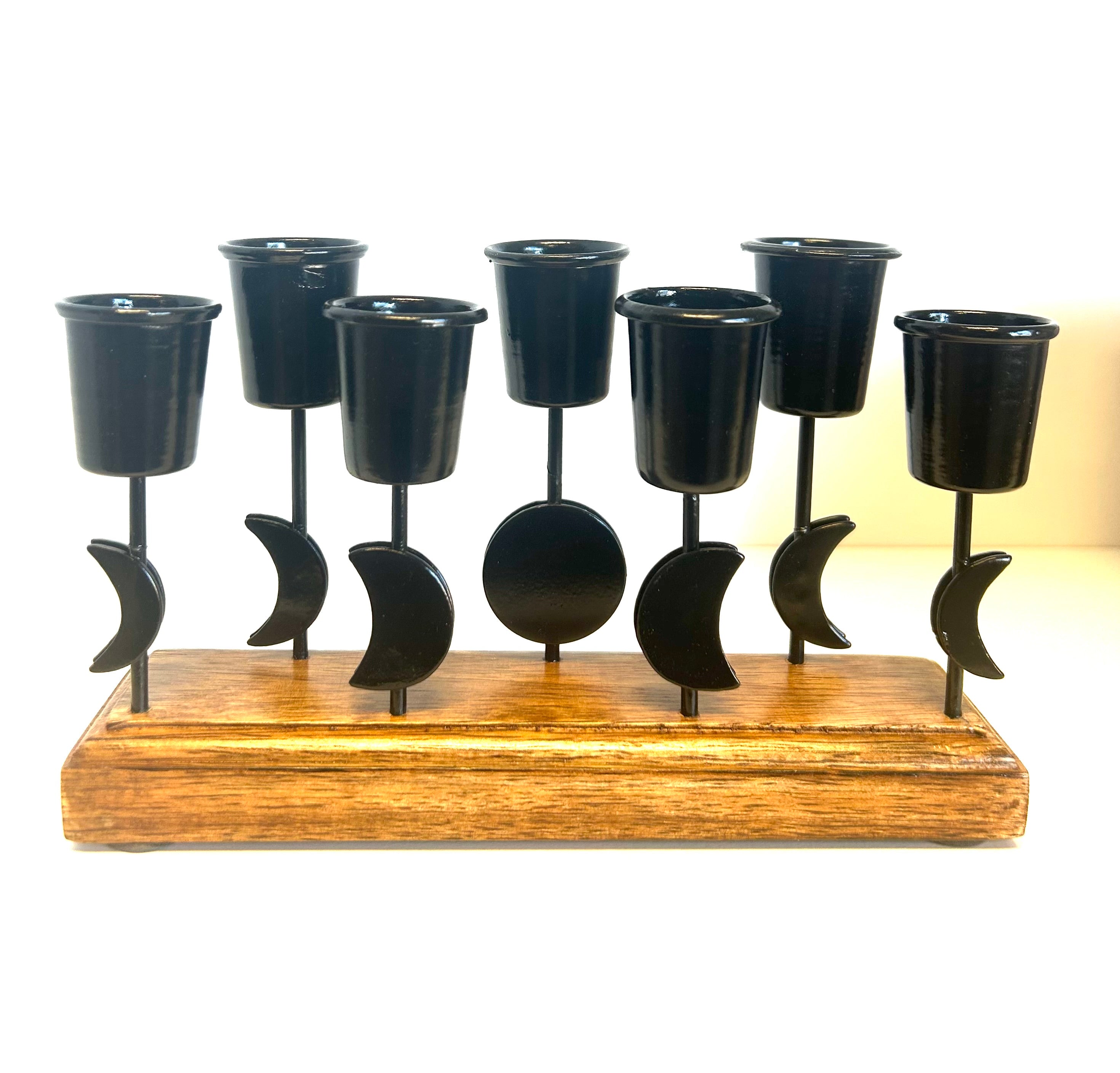Moon Phase Iron Candle Holder