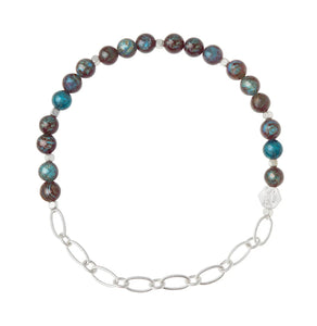 Mini Stone w/Chain Stacking Bracelet - Blue Sky Jasper - Lighten Up Shop