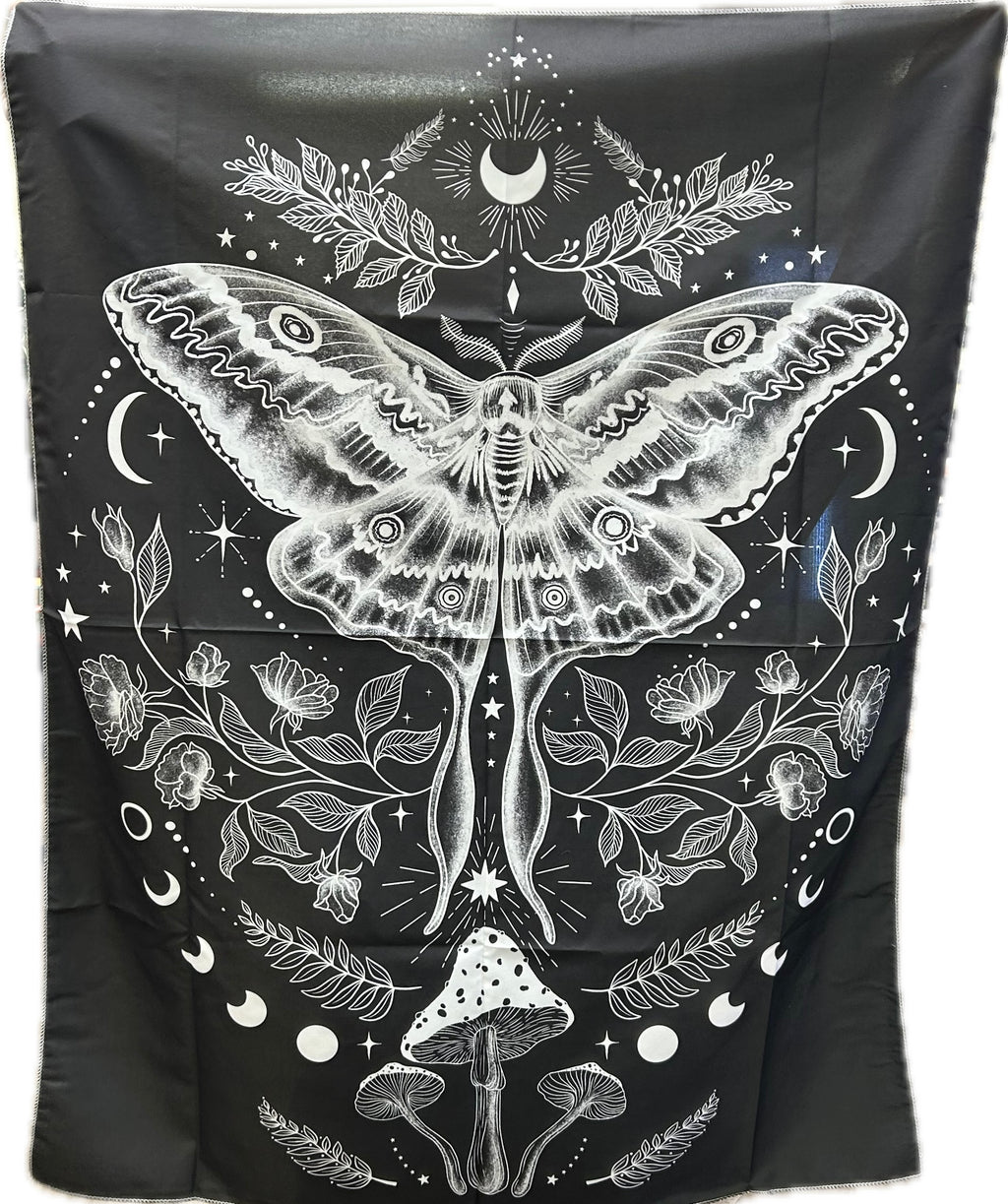 Black Boho Moth Tapestry - Lighten Up Shop