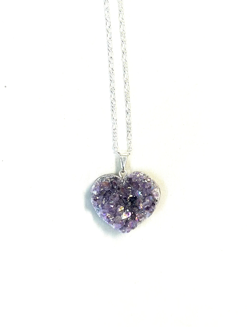 Angel Aura Amethyst Cluster Heart Necklace - Lighten Up Shop