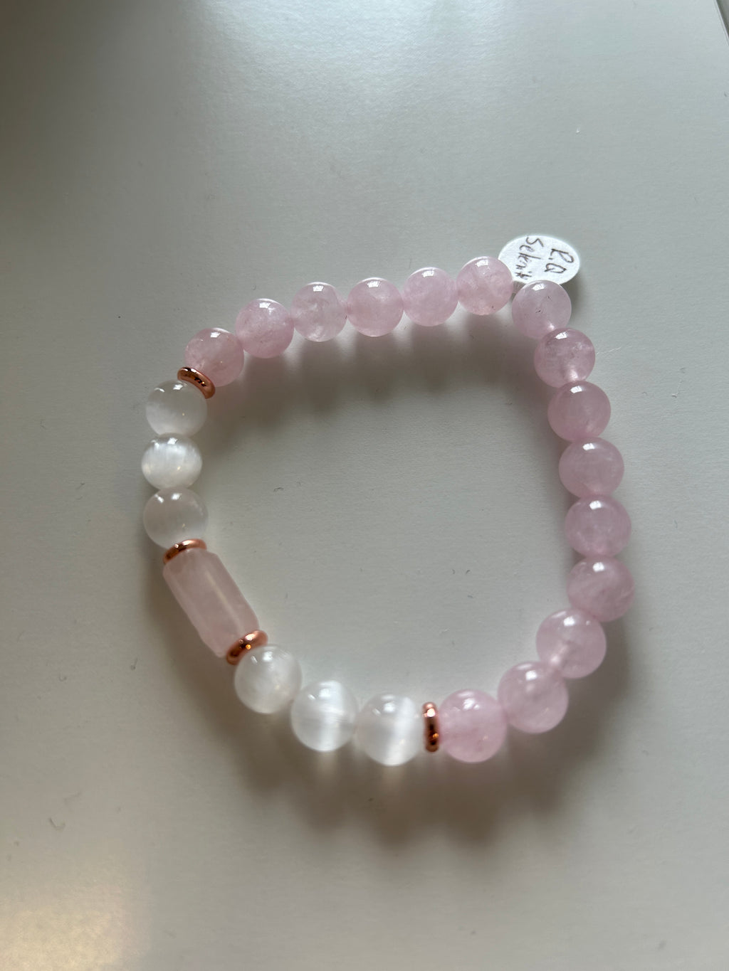 Rose Quartz Selenite Bracelet - Lighten Up Shop