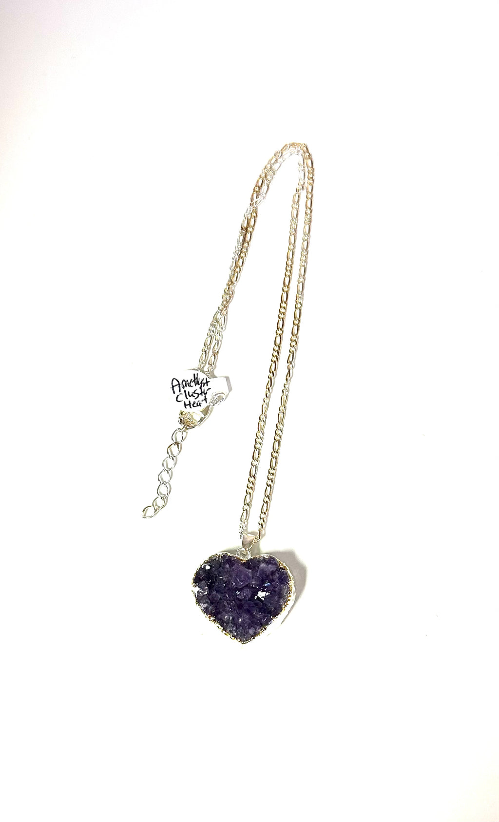 Amethyst Cluster Heart Necklace - Lighten Up Shop