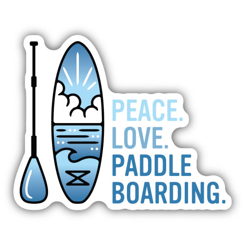 Peace Love Paddleboarding Scene Sticker - Lighten Up Shop