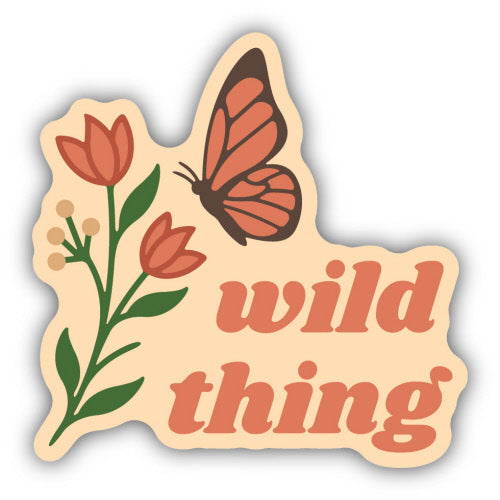Wild Thing Flower with Butterfly Sticker - Lighten Up Shop