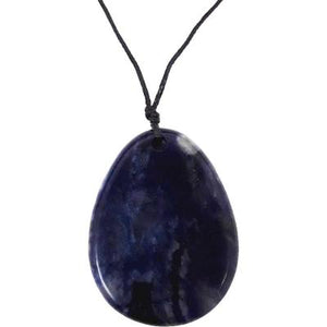 Sodalite Flat Oval with Cord Necklace - Lighten Up Shop