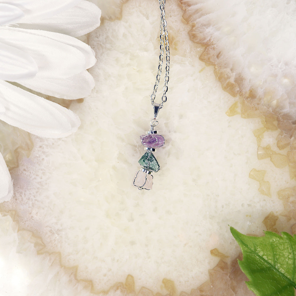 Amethyst Aventurine Rose Quartz Necklace - Lighten Up Shop