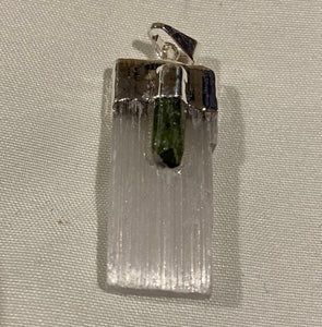 Selenite Green Tourmaline Pendant - Lighten Up Shop