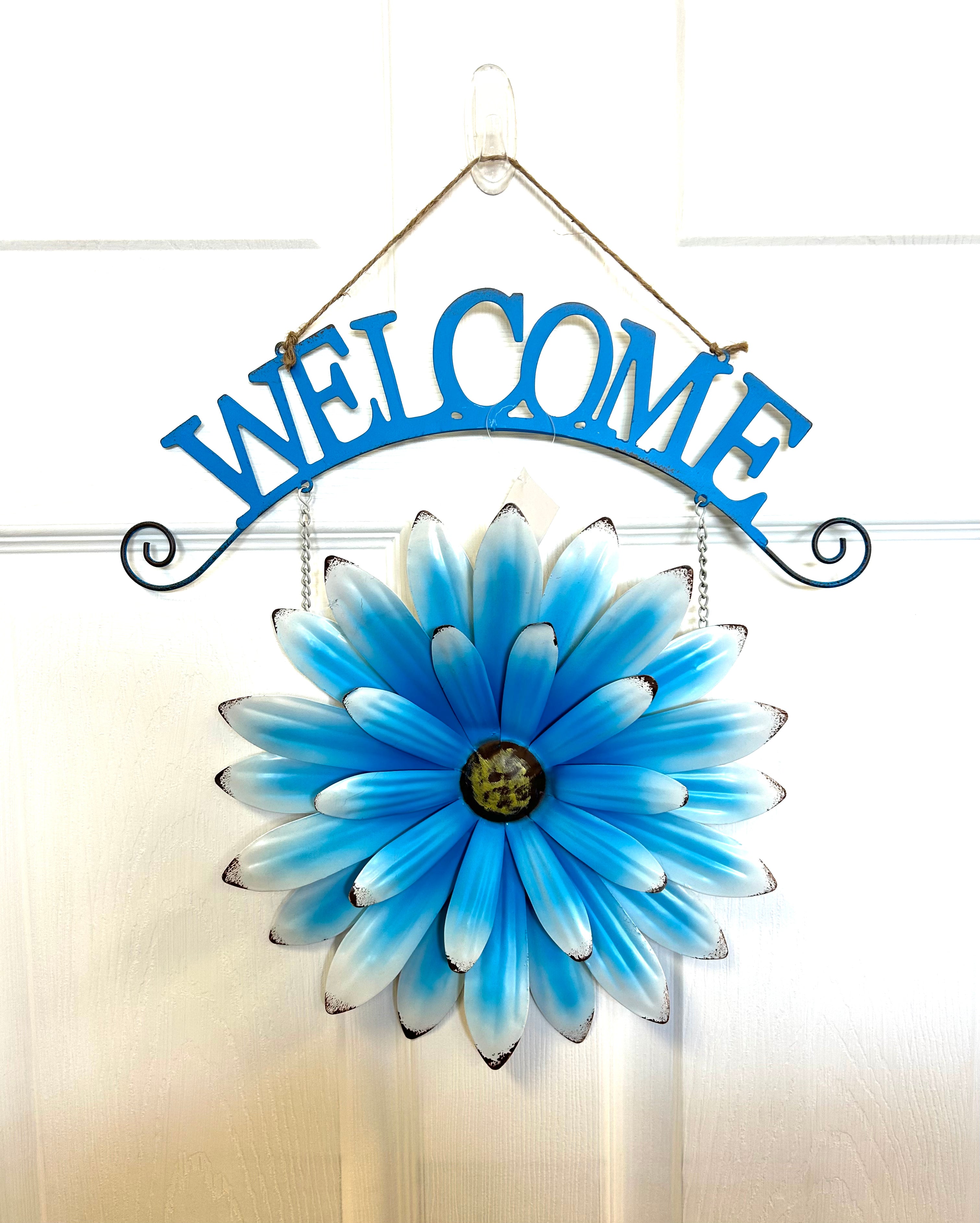 Hanging Welcome Flower Sign (Blue Daisy) - Lighten Up Shop