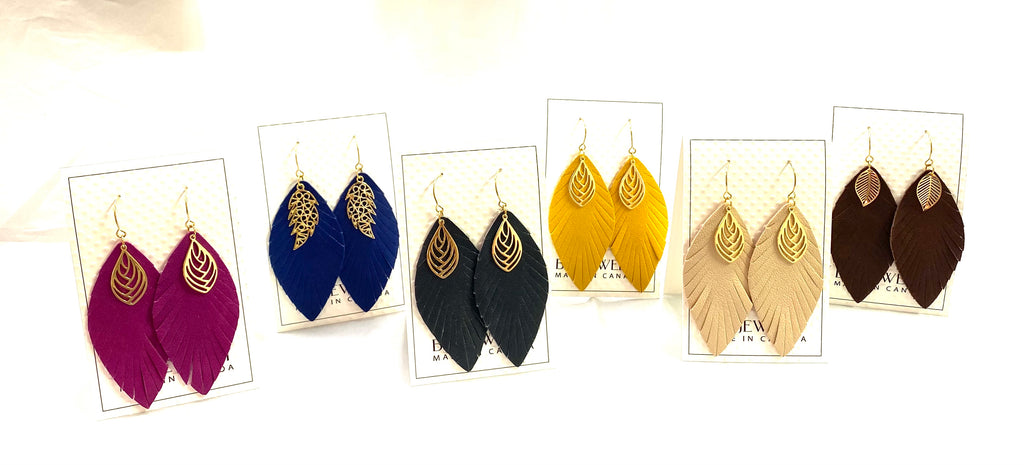 Genuine Leather Feather Earrings - Lighten Up Shop