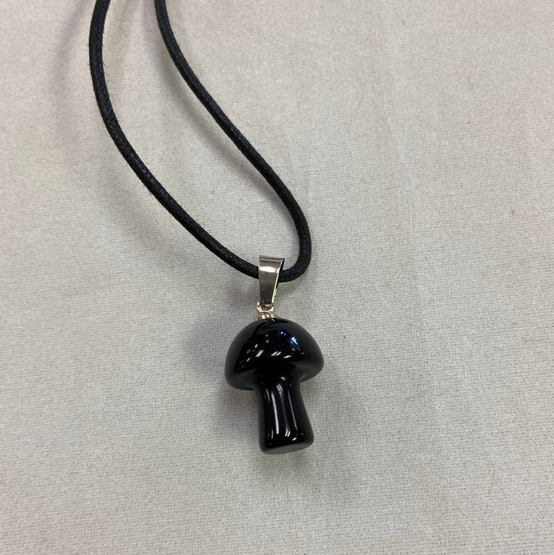 Obsidian Mushroom Necklace - Lighten Up Shop