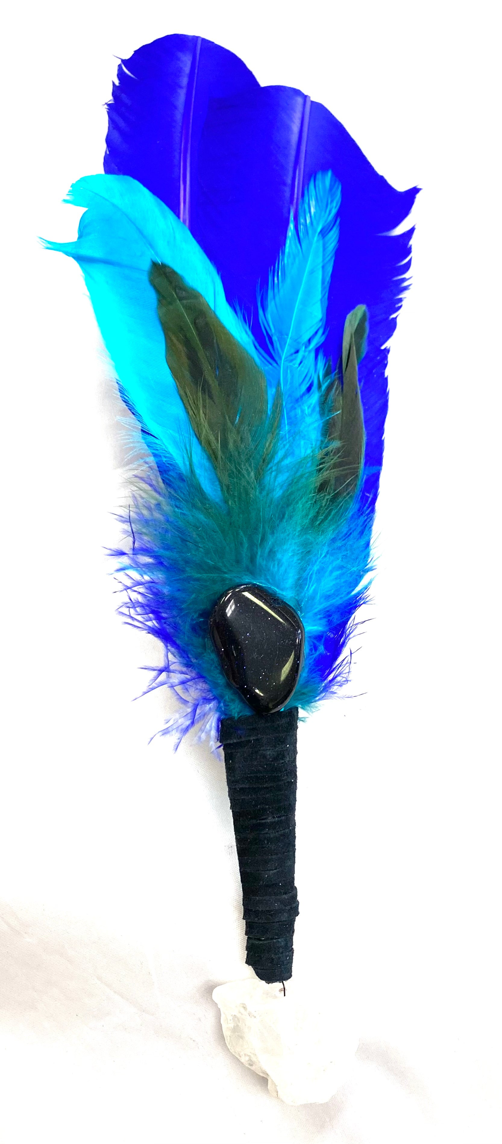 12” Smudging Feather with Crystals - Lighten Up Shop