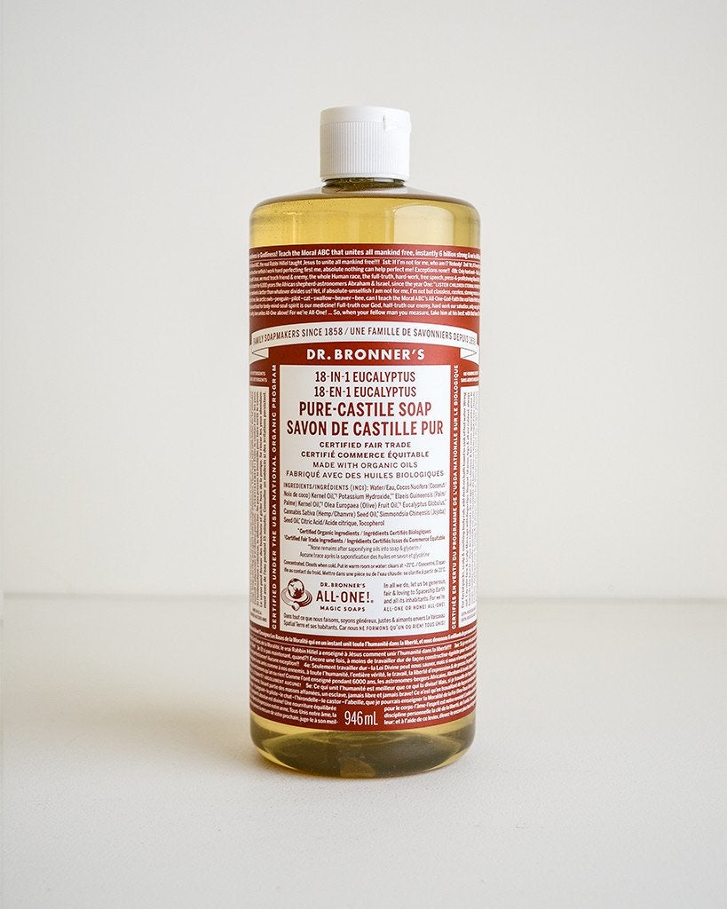 Dr. Bronner’s 18-In-1 Pure Castile Soap - Eucalyptus 946ml - Lighten Up Shop
