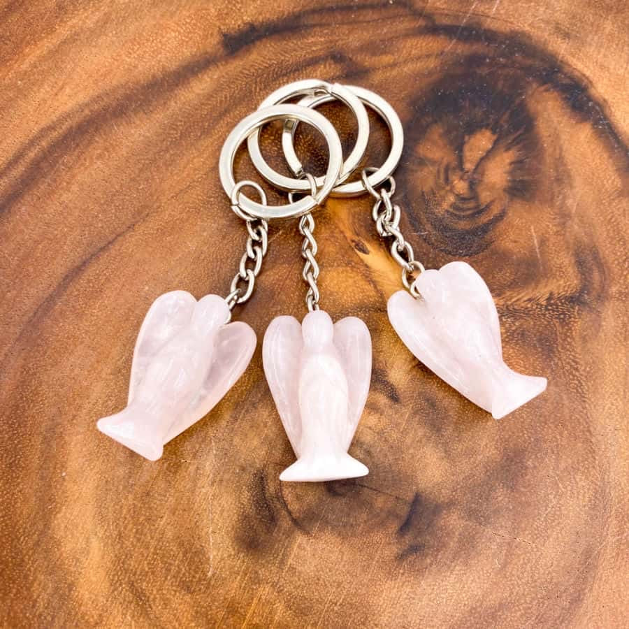 Rose Quartz Angel Keychain - Lighten Up Shop