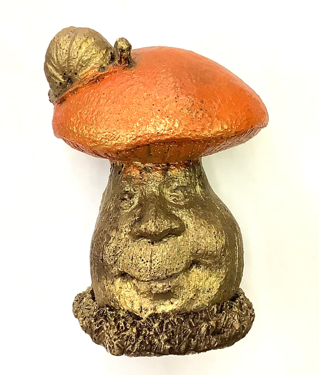 Mushroom Man Concrete Statue - Orange - Lighten Up Shop