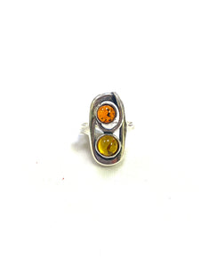 Double Stone Amber Ring (40) - Lighten Up Shop
