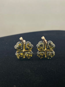 Amber Four Leaf Clover Earrings - Lighten Up Shop