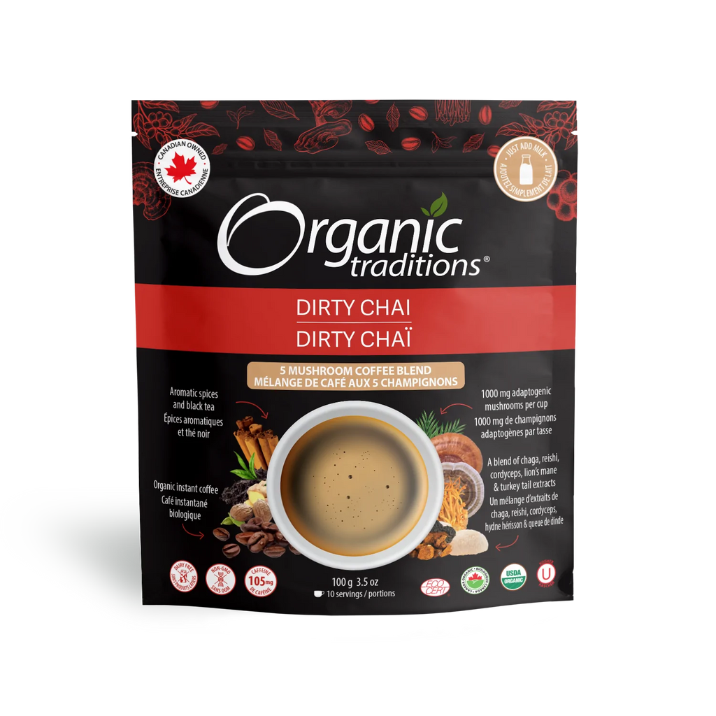 Organic Traditions Dirty Chai - 5 Mushroom Coffee Blend - Lighten Up Shop