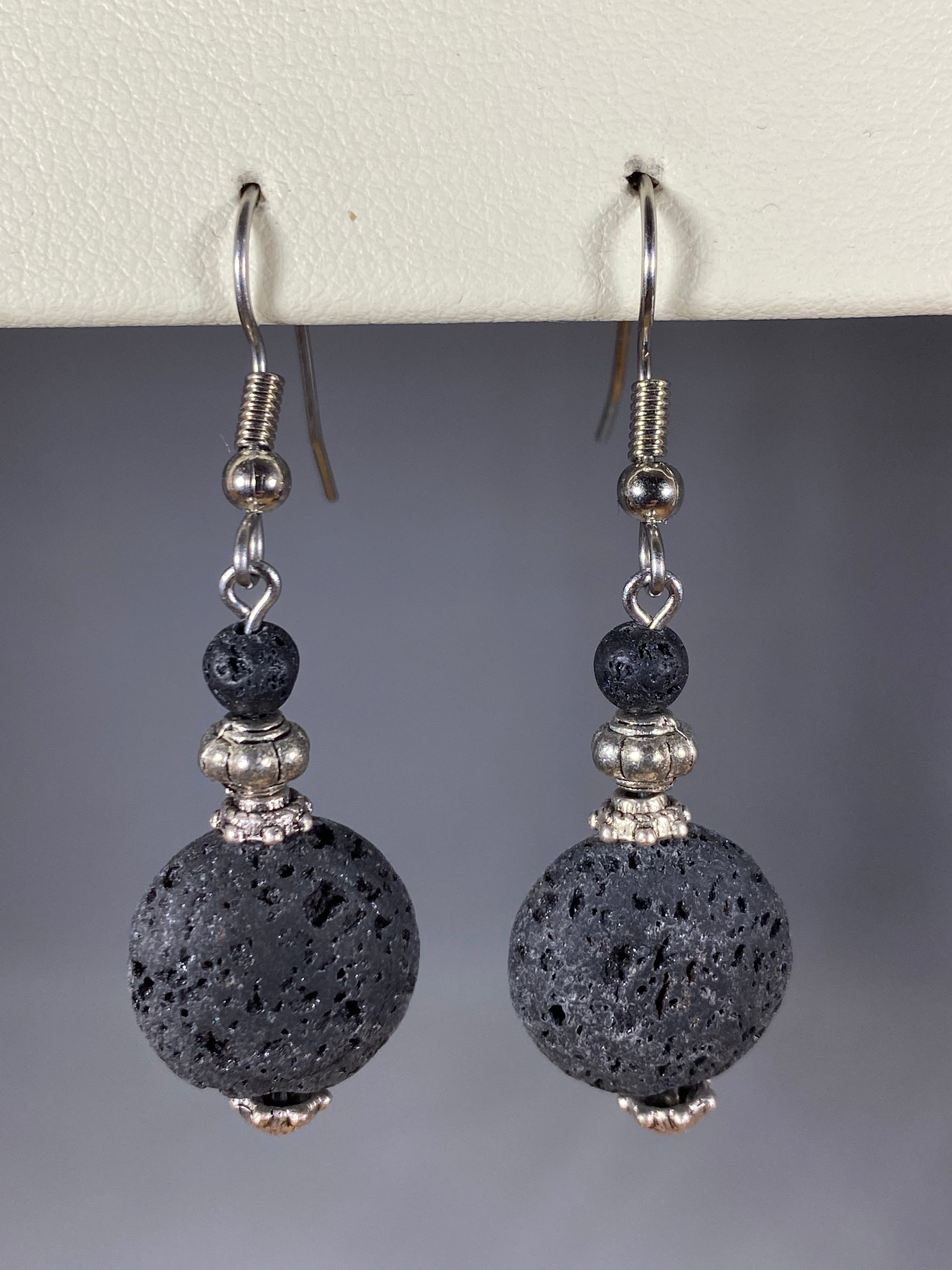 Circle Lava Silver Diffuser Earrings - Lighten Up Shop