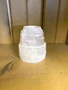 Selenite Candle Holder/ Sphere Stand - Lighten Up Shop