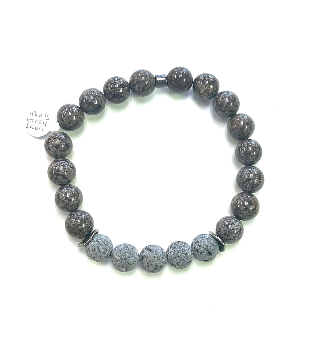 Men’s Grey Lava Diffuser Bracelet - Lighten Up Shop