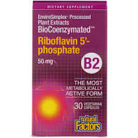 BioCoenzymated Riboflavin 5'-phosphate B2 50mg 30 Capsules - Lighten Up Shop